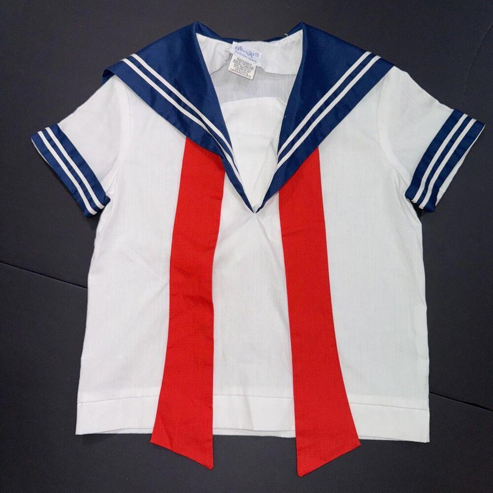 Ance` K Custom Made Rare‎ Vintage Kids Navy Sailor Smocked Embroidered Costume 4